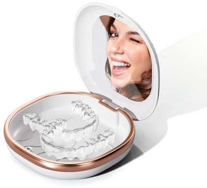 Boite Appareil Dentaire avec Miroir, Portable Dentier Boite Gouttiere Dentair de Rangement pour Prothèses, pour Appareils Dentaires ou Prothèses Dentaire
