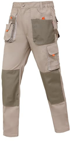 WORK IDEA Pantalones de trabajo para hombre con bolsillos Oxford en la rodilla, lona resistente