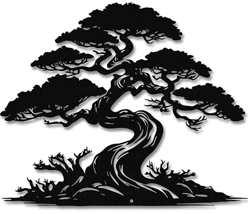 Xedatric Pine Tree Metal Wall Art Japanese Nature | Japanese-inspired pine tree metal wall decor rust-resistant for indoor and outdoor use, ideal for garden, patio,or home.