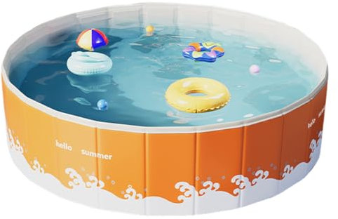 Faltbares Hundepool, 90X48CM Rutschfestes Hunde Planschbecken aus Nylon, Kratzfeste Runde Schwimmbecken für Kinder und Erwachsene, Nicht Aufblasbares Hundebadewanne, für Haustierbedarf