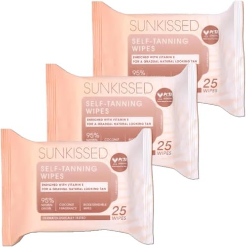 Self-Tanning Wipes – 3 x 25 Pack (75 Wipes Total) | Gradual Self-Tan Towelettes for Face & Body | Vegan, Streak-Free, Quick-Drying | Unisex Bronze Glow.