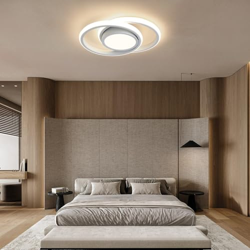 BTLINK LED Deckenleuchte Weiß Deckenlampe 2-Ringe Design (30cm) | 24W 4000k Neutralweiß Energieeffizient Lamp für Balkon Flur Küche Schlafzimmer