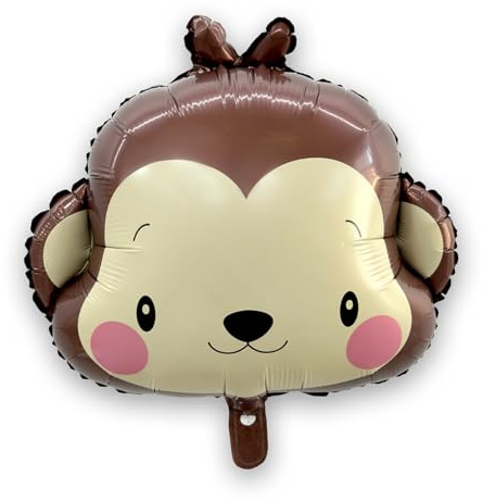 YuBeiKoo Large Dschungel Luftballon, 6pcs Folienballon Tiere, Elefant Luftballon,Lion Giraffe Balloon for Dschungel Party Deko Wild One Deko 1. Geburtstag (Monkey )