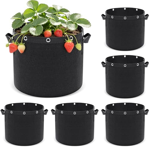 Newthinking Pflanzsack 20L, 6 Stück mit Griffen – Robuster Stofftopf für Tomaten, Kartoffeln, Erdbeeren, Blumen und Garten