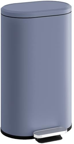 HOMCOM 30L Kitchen Bin with 90° Stay-Open Lid, Slim Rectangular Pedal Bin with Soft-Close Lid, Removable Inner Bucket for Home Office, Fingerprint-Resistant, Grey