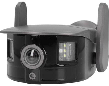 SUPYINI 3 MP Outdoor-Überwachungskamera, HD 1080P, Fischaugenobjektiv, Weitwinkel-Überwachungskamera, 165°-Ansicht, Automatische Verfolgung, 350°-Drehung mit Smart Night für Haus, (EU-Stecker)