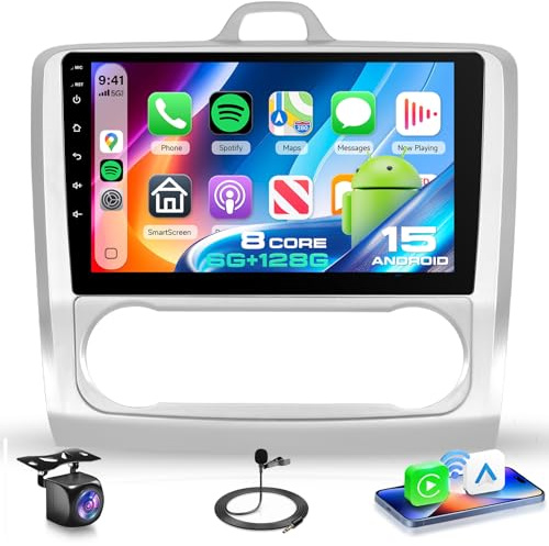 VECHTEL 8 Core 6G+128G Android 15 Radio de Coche para Ford Focus Mk2 II 2 2004-2011, 9'' IPS HD Pantalla Táctil con Carplay Android Auto Inalámbrico DSP GPS Wi-Fi USB Bluetooth FM RDS Cámara Trasera