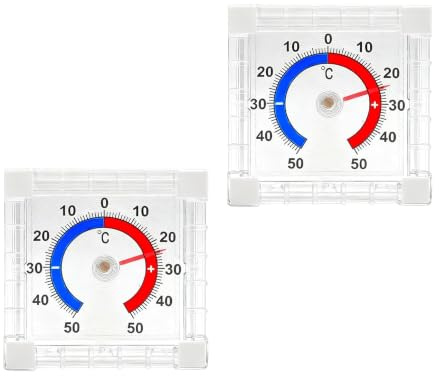2er Pack Fensterthermometer Aussen Selbstklebend, Analog Außenthermometer Wetterfest, Präzise Messung Bis -50°C Bis +50°C Für Indoor Outdoor Garten Kühlschrank