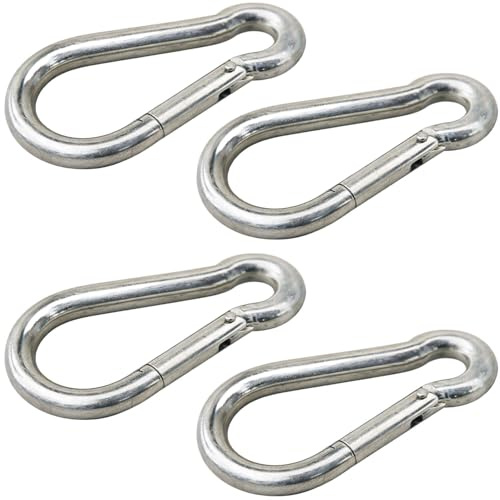 vasalat Karabiner Set 6x60 Karabinerhaken mittel DIN5299C Feuerwehr Karabiner belastbar bis 120 kg, Stahl verzinkt - 4 Stück