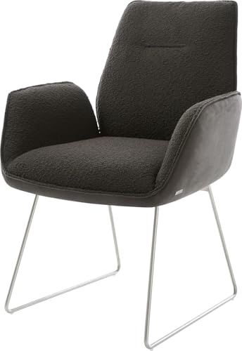 DELIFE Polsterstuhl Zoa-Flex Kufengestell Edelstahl Materialmix Schwarz Taschenfederkern