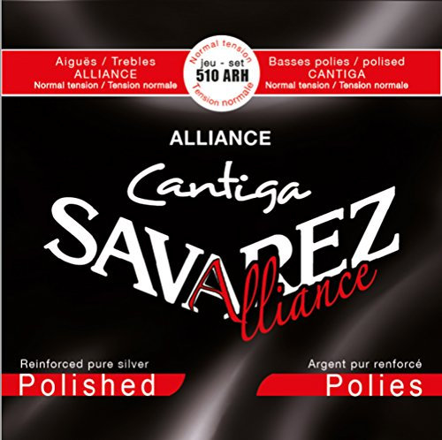 Cuerdas Savarez para guitarra clásica Alliance Cantiga, pulidas, tensión normal, rojo, 510ARH