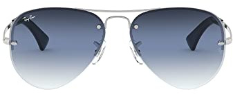 Ray-Ban Unisex RB3449 Aviator Sunglasses, Silver/Clear/Blue/Grey Gradient, 59 mm