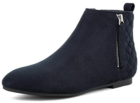 MaxMuxun Stivaletti Donna con Cerniera Stivaletti Classici con Pelle Scamosciata Finta Blu 38 EU