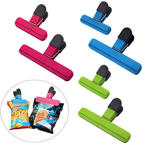 Grandes pinces d'étanchéité pour sacs à copeaux avec de bonnes poignées Poignée de joint étanche à l'air robuste en plastique Couleurs assorties pour sacs de café et de nourriture(6 pièces)
