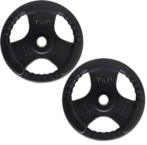 TnP Distribution Standard 1 TriGrip Weight Plates Rubber Coated Cast Iron Weights Plate Set – Tri Grip Radial – 1.25kg 2.5kg 5kg 10kg 15kg 20kg 25kg TriGrip Disc (15KG Pair)