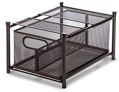 Home Zone Living CAD1034U Küchenkorb-Organizer, ausziehbares Regal, vertikale Aufbewahrung (ölgeriffelte Bronze), Modell: CAD1034U