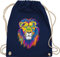 Turnbeutel Rucksack - Dschungel Deko Wildnis - Löwe Lion - Unisize - Navy Blau - stoffbeutel kinder bunt kinderrucksack tier tiermotiv animal print löwen stoffrucksack tiere tiermotive bunter