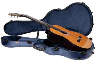 Crossrock Polycarbonat Koffer passend für 4/4 Klassikgitarren, kratzfester Flightcase in Blau (CRF4020CBL)