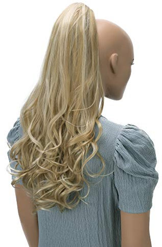 CAISHA 60cm Haarteil Ponytail Zopf Pferdeschwanz Haarverlängerung Voluminös Leicht Gewellt Blond Mix H501