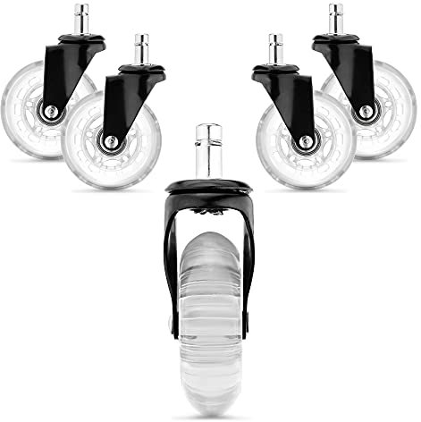kwmobile roulette pour chaise de bureau - Lot 5 roulettes pour fauteuil - Roue de rechange 11/22 mm - Pied de siège silencieux pour sol dur