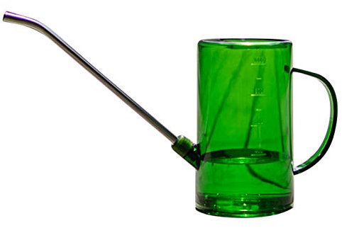 MEETOZ Gießkanne für Zimmerpflanzen mit langem Auslauf aus Edelstahl, 1 Liter, leicht messbare Skala, modern, Zimmerpflanzen, Sukkulenten, Blumen, Gartenarbeit im Freien (grün)