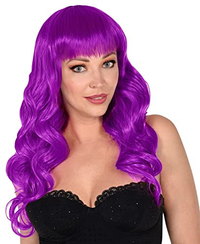 W WIDMANN MILANO Party Fashion - Perücke mit langem Wellenhaar und Pony, stylebar und waschbar, Kostüm Accessoire für Karneval