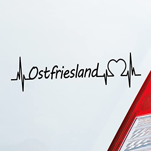 Hellweg Druckerei Auto Aufkleber Ostfriesland Puls Herzschlag Fun Sticker Heckscheibenaufkleber Autoaufkleber mit Ferien Region Motiv