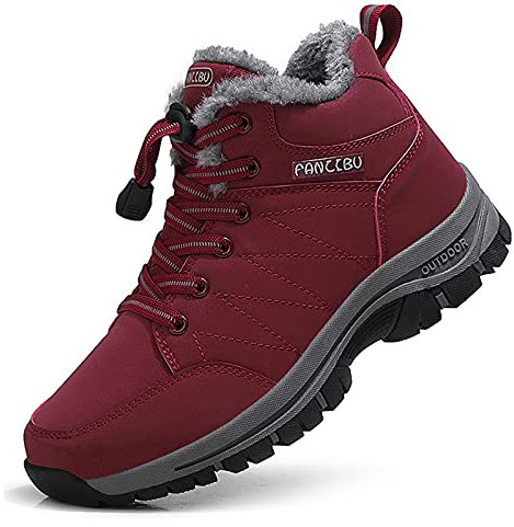 ZHNSHM Women Snow Boots Fur Lined Anti-Slip Winter Boots Warm Lined Trekking Hiking shoes Outdoor Ankle Boots