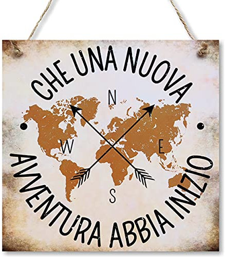 CARISPIBET Che una nuova avventura abbia inizio |segni decorativi per la casa viaggio decorazioni nuovo capitolo stile di vita targhe decorative 20 x 20 cm