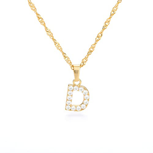 FPEAOB Buchstaben Kette Personalisierte Halskette mit Initial Buchstaben Anhänger Alphabet A-Z Buchstabenkette Damen Gold Kette Namenskette Geschenk für Frauen Weihnachten Geburtstag Valentinstag (D)