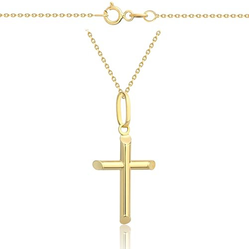Lumari Gold Goldene Damen Halskette 333 8k Gold Gelbgold Kette mit Anhänger Kreuz Gravur