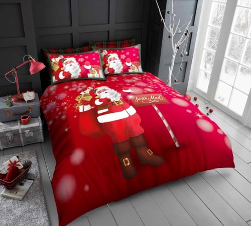 GC GAVENO CAVAILIA Xmas Snowflake Duvet Covers Double, Soft & Comfy Christmas Bedding Set, Santa Bed Cover, (739456)