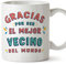 MUGFFINS Tazas para VECINO - En Español - Gracias por ser el mejor - 11 oz / 330 ml - Regalo original y divertido