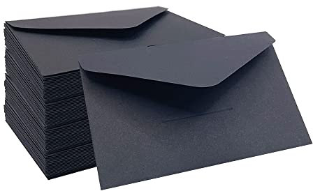 WYAN Mini umschläge-80 Stück 10,5 * 6.8cm Schwarz Kraftpapier Umschläge,Klassischer Umschlag spiegeln,für Geschenkkarte Hochzeit,Geburtstag Party Supplies(Karten ausschließen)