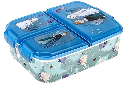 Zawadi Global Frozen Kids Childrens Multi Compartment Rectangular School Travel Lunch Food Box Sandwich Bento Container, BPA Free