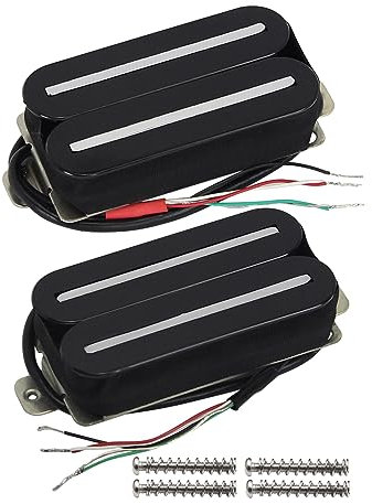 FLEOR Tonabnehmer mit hoher Ausgangsleistung Doppelte Hot-Rail-Humbucker-Tonabnehmer Steg- und Hals-Pickup-Set Keramik-E-Gitarren-Tonabnehmer Humbucker, schwarz