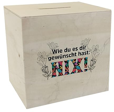 Nichts gewünscht Spardose aus Holz mit Spruch Wie du es dir gewünscht hast NIX eine Bunte Sparbüchse für wunschlos glückliche Nix Sparschwein Nichts Geschenke dekorativ