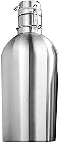 HRTLSS Botella de agua de acero inoxidable, botella deportiva de metal a prueba de fugas, botella de agua aislada portátil, para deportes al aire libre que acampa en bicicleta de montaña, 2L