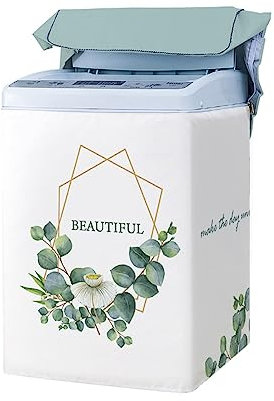 Odot Impresión Funda Lavadora de Carga Superior Funda, 3D Lavadora Exterior Impermeable con Cremallera para Lavadora y Secadora de Carga Superior (Planta Dorada,S Capacidad 4.5-5.5kg)