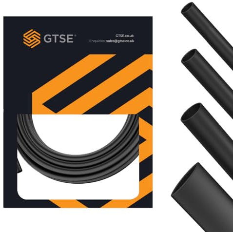 Gocableties - Guaina termorestringente nera con adesivo - 25,4 mm x 1,2 m - 2 pezzi - Rapporto di restringimento 3:1 - Impermeabile - Tubo termoretraibile per cavo