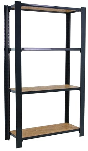 Simon Rack Officlick Bücherregal, 1500 x 800 x 300 mm, 4 Etagen, OSB-Holz, Industriestil, Anthrazit/Osb