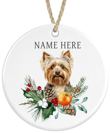 Personalised Yorkshire Terrier Ceramic, Christmas Tree Bauble Decoration