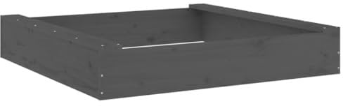 vidaXL Arenero con Asientos Cuadrado, Foso Caja de Arena, Arenero de Exterior, Arenero para Niños de 2-8 Años, Madera Maciza de Pino Gris