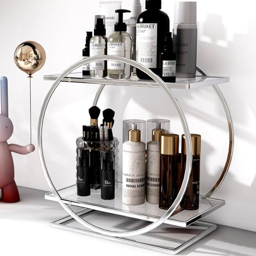 LZDMY Makeup Organiser 2 Tier, Skincare Storage Organizer for Dressing Table, Perfume Organiser Acrylic Display Holder, Cosmetics Toiletries Organizer for Bathroom