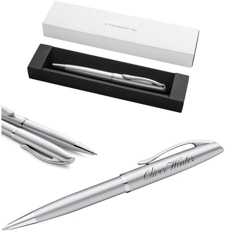 Pelikan Jazz® Noble Elegance K36 Kugelschreiber mit Gravur Geschenketui - einzigartige Stifte mit Namen - personalisierte Geschenke - Kugelschreiber personalisiert (Silber)