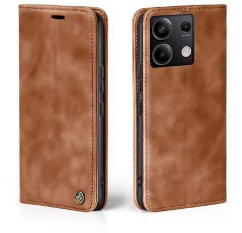 LBH Handyhülle für Xiaomi Redmi Note 13 Pro 5G in Hellbraun mit Karten- und Geldfach Smartphone Hülle mit Standfunktion Flip Case Schutzhülle Magnetverschluss Vintage