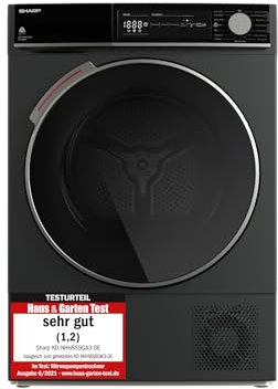 Sharp KD-NHH8S9GA3-DE Wärmepumpentrockner für 8 kg Wäsche, A+++, 176 kWh/Jahr, 15 Programme inkl. Schnellprogramm, LED-Trommelbeleuchtung, Espresso Gray