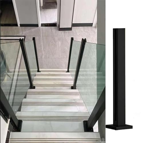Treppen Handläufe - Treppengeländer, Quadratische Glasbalustrade aus Edelstahl 304, für 10–12 mm dickes Glas, für Flur, Dachboden, Treppenhaus, Garage, Stufe, Handlaufversion nicht möglich(Color:End p