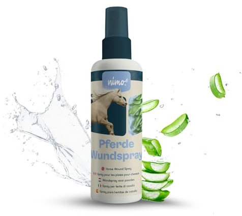 nimo® Pferde Wundspray mit Aloe Vera & Panthenol | Wundpflege für Pferde | Regeneration der Haut bei Wunden, Entzündungen und Irritationen | Narben- und Wundspray gegen Juckreiz & Kratzen