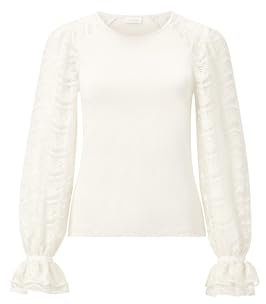 Rich & Royal Lace mat Mix Layering Longsleeve Pearl White - M